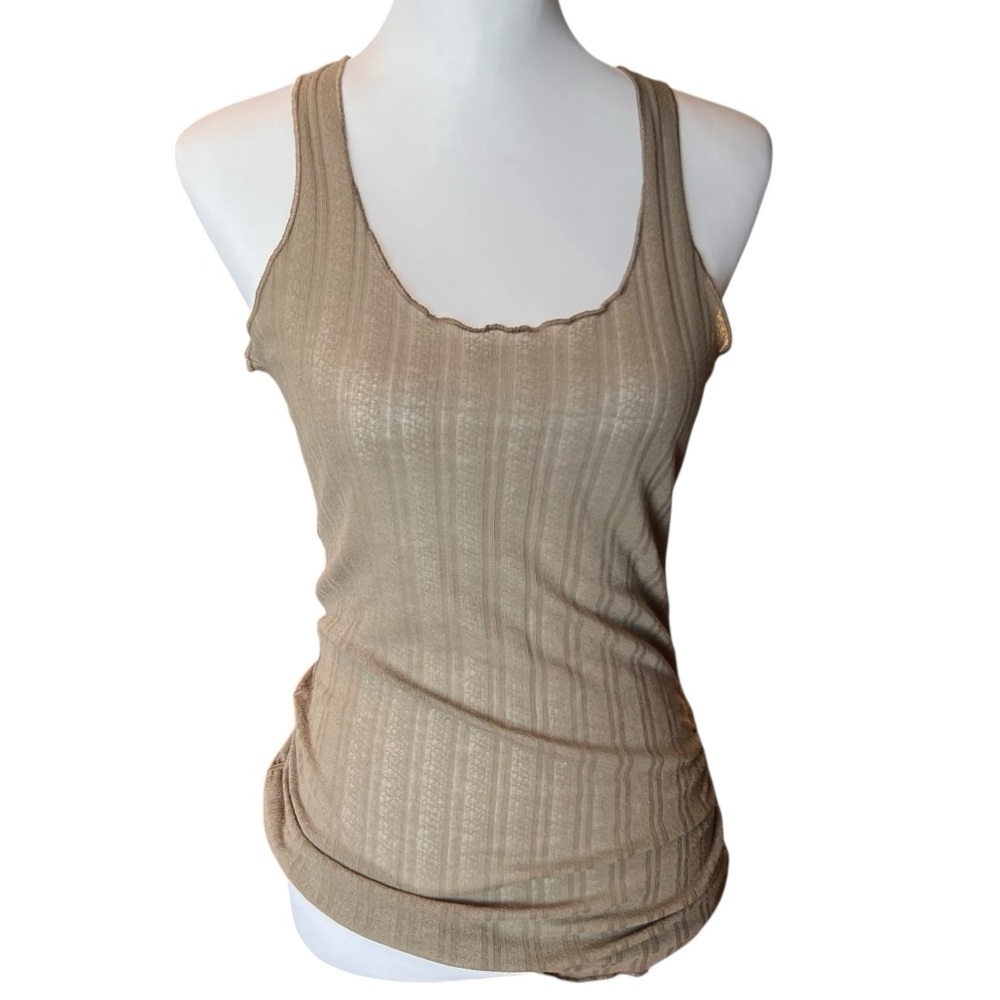 CALVIN KLEIN Ribbed Tank Top Sleeveless Ruched Side Detail Casual Everyday SZ L